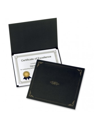 Certificate holder, Letter - 8.50" Width x 11" Sheet Size - Linen - Black - Recycled - 5 / Pack - oxf29900055bgd